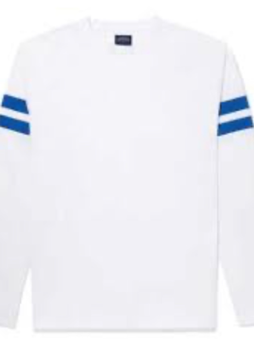 Noah Jet Sleeve Long Sleeve Tee - White/Blue Stripes - Large